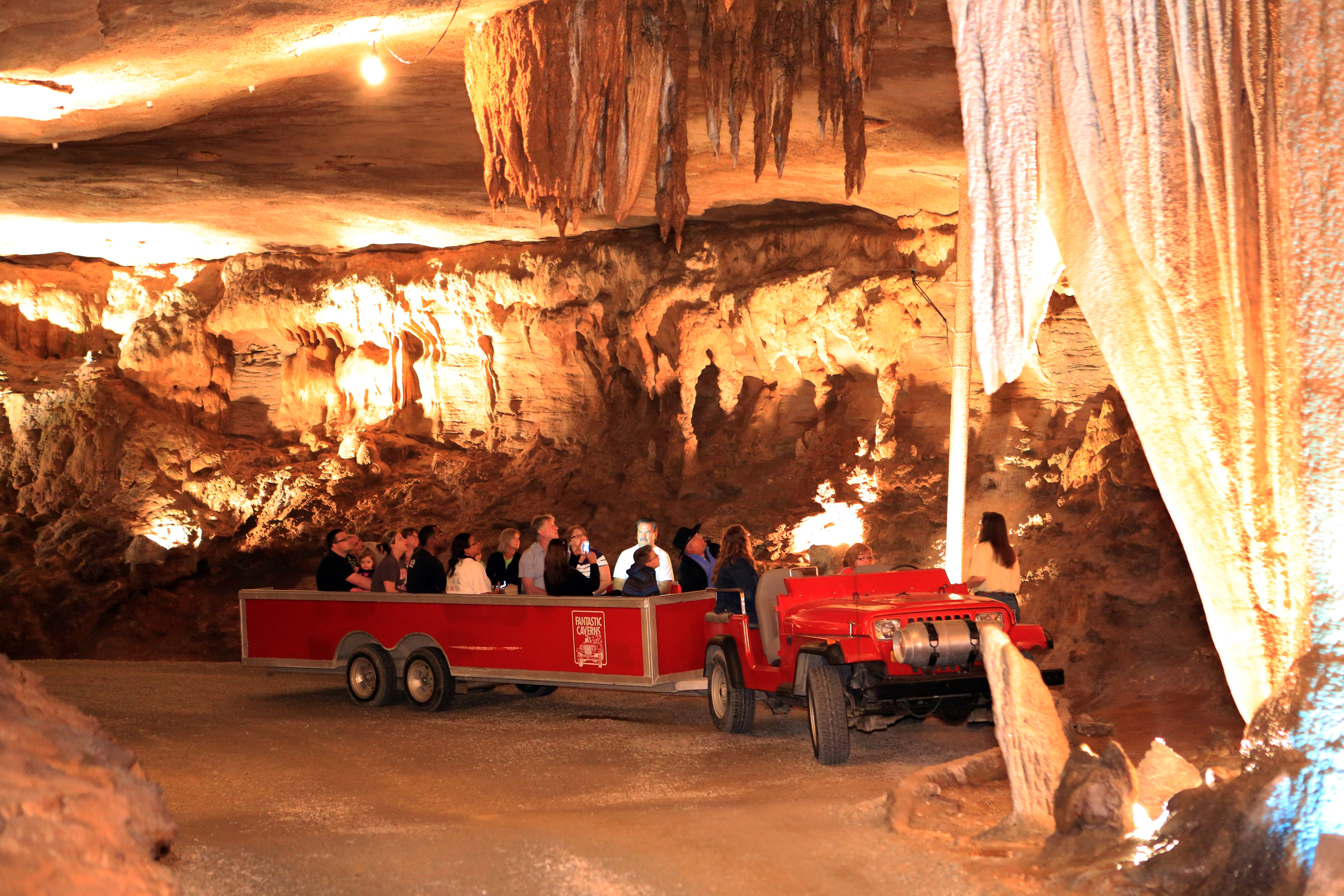 Riding through Fantastic Caverns in Springfield, Missouri
