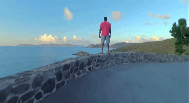 Local looking at view from Trunk Bay Local looking at view from Trunk Bay