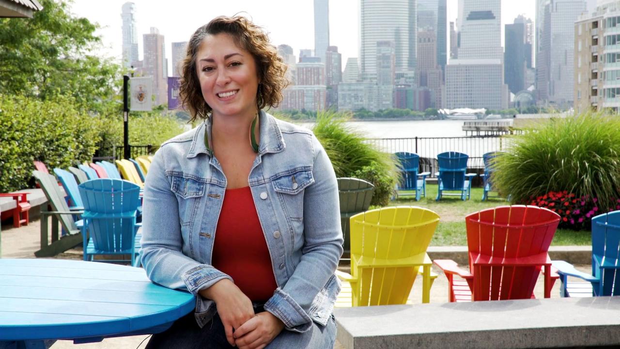 Video screenshot: Jersey City local Alessia Aron on the city's waterfront Video screenshot: Jersey City local Alessia Aron on the city's waterfront