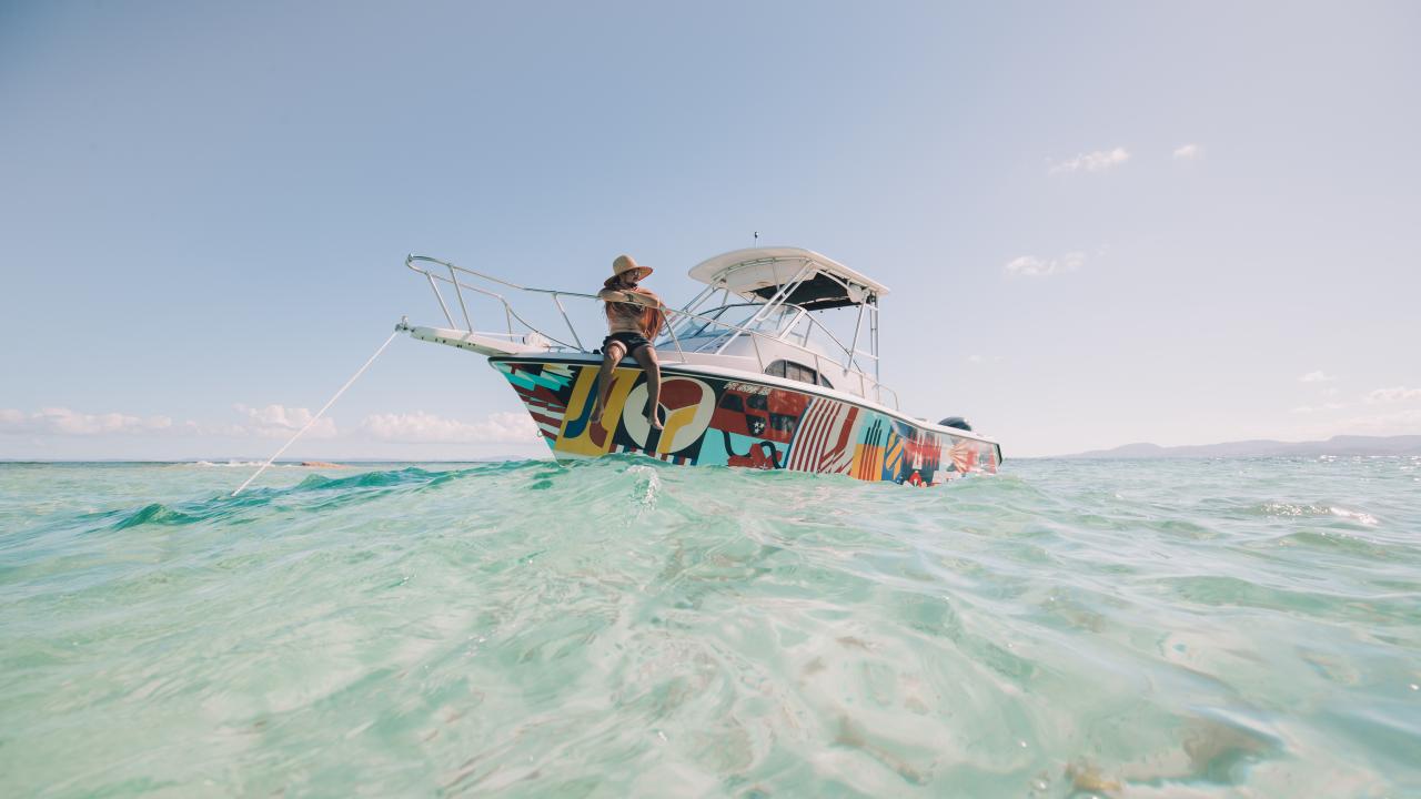 On a boat off the coast of Puerto Rico