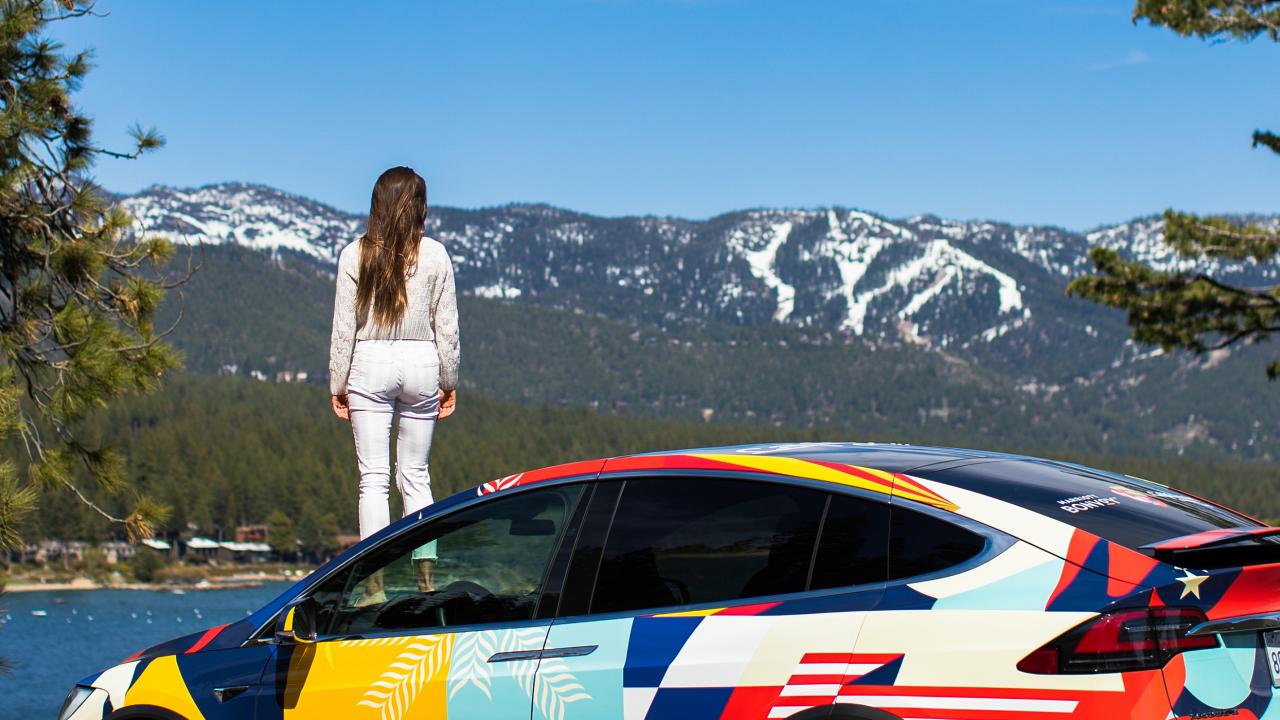 Stopping to take in mountain views on a California road trip