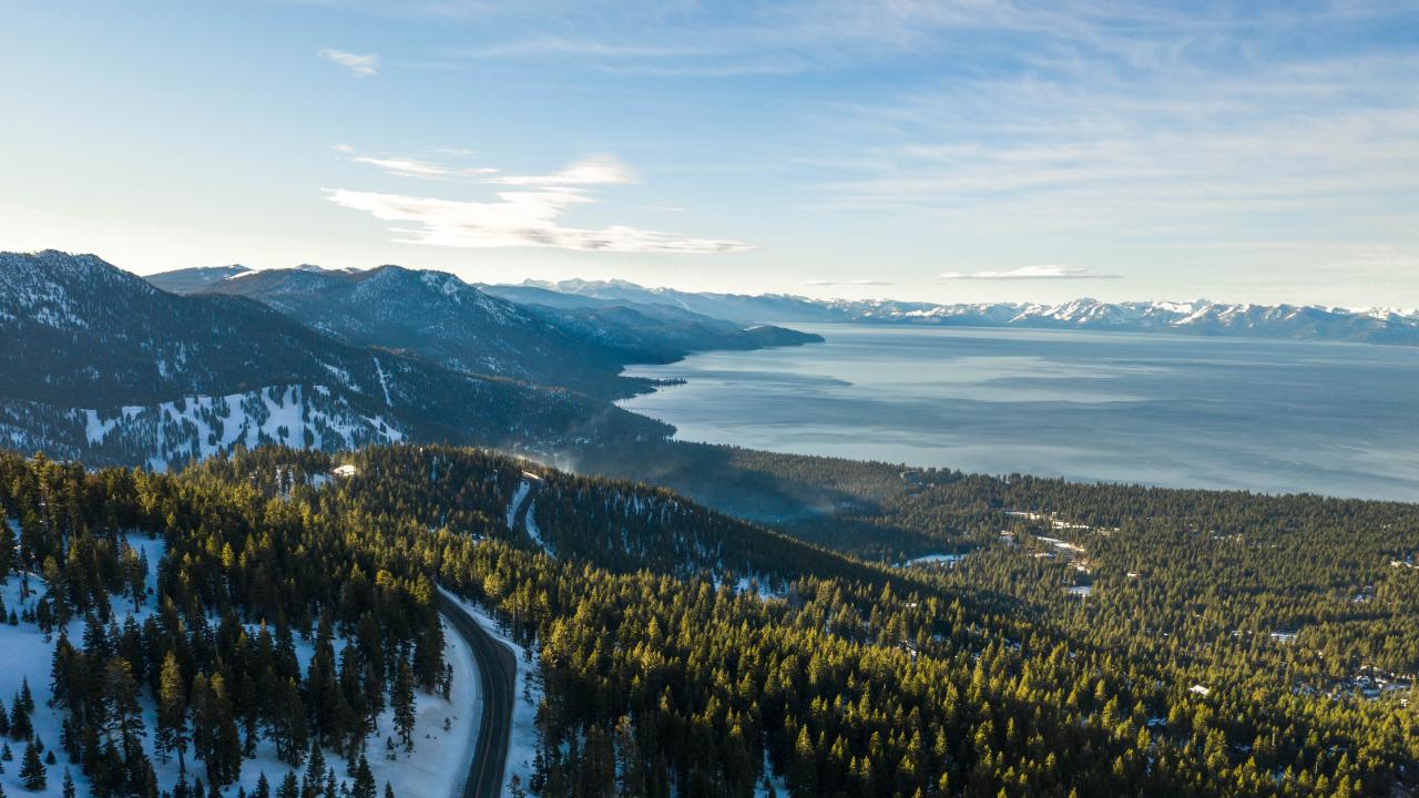 View of Lake Tahoe from the ski slopes