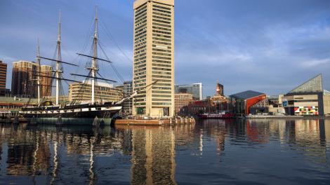 The USS Constellation, World Trade Center Institute and National Aquarium in Baltimore's Inner Harbor The USS Constellation, World Trade Center Institute and National Aquarium in Baltimore's Inner Harbor