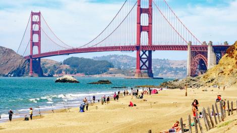 A view of the Golden Gate Bridge from Baker Beach A view of the Golden Gate Bridge from Baker Beach