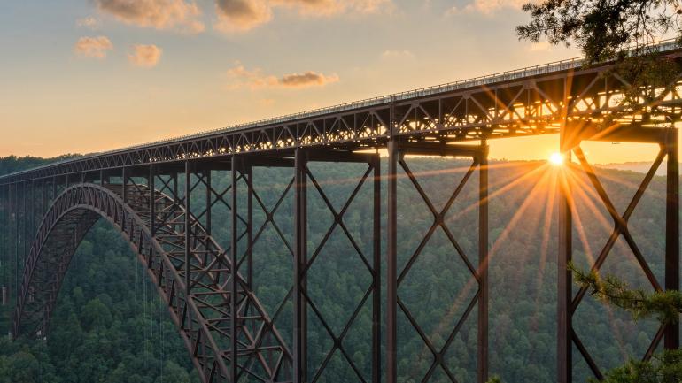El New River Gorge Bridge en Virginia-Occidental El New River Gorge Bridge en Virginia-Occidental