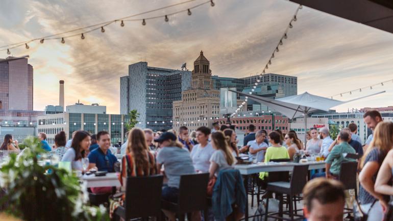 Spirited fun at a rooftop bar in downtown Rochester Spirited fun at a rooftop bar in downtown Rochester