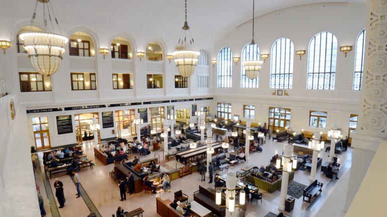 Denver Union Station, a renovated historical building that mixes antique beauty with contemporary styling Denver Union Station, a renovated historical building that mixes antique beauty with contemporary styling