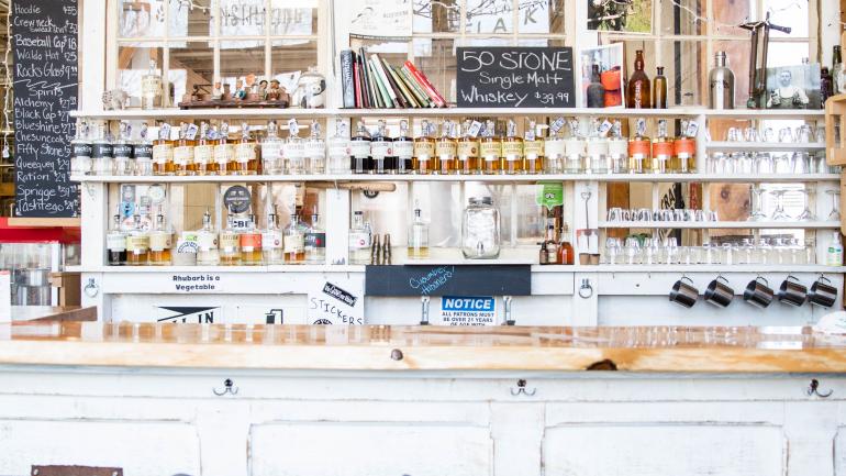 Maine Craft Distilling features tasting rooms in Portland and Freeport offering free samples of its Maine-made spirits, and you can purchase cocktails made from them. Maine Craft Distilling features tasting rooms in Portland and Freeport offering free samples of its Maine-made spirits, and you can purchase cocktails made from them.