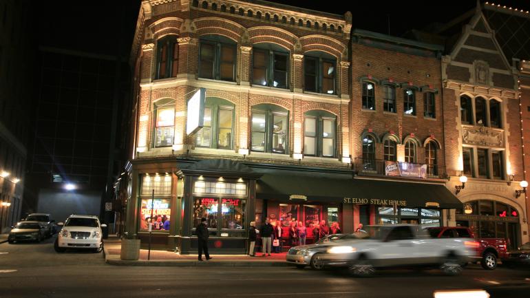 The iconic St. Elmo Steakhouse is best known for its spicy shrimp cocktail. The iconic St. Elmo Steakhouse is best known for its spicy shrimp cocktail.