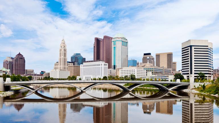 Bridge & cityscape in Columbus, Ohio Bridge & cityscape in Columbus, Ohio