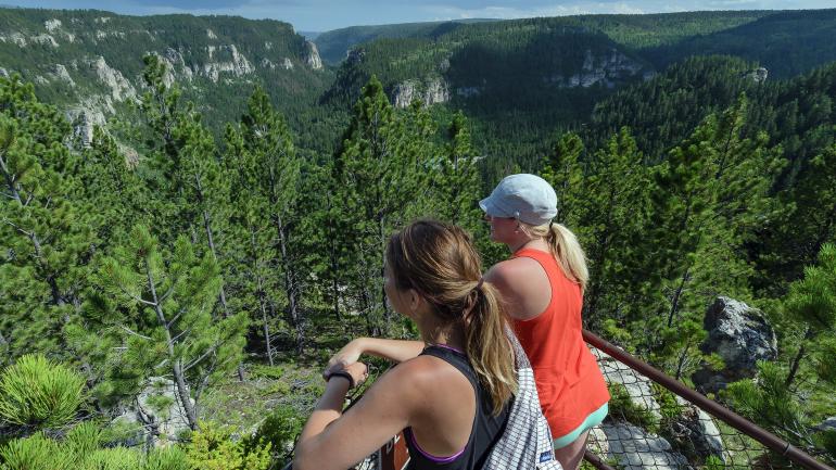 The ’76 Trail leads hikers to an overlook and scenic views of Spearfish Canyon. The ’76 Trail leads hikers to an overlook and scenic views of Spearfish Canyon.