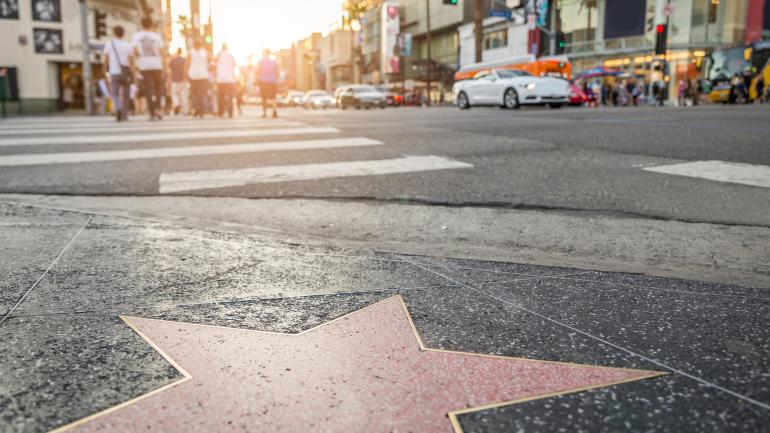 Stars along the Walk of Fame spanning 15 blocks of Hollywood Boulevard Stars along the Walk of Fame spanning 15 blocks of Hollywood Boulevard