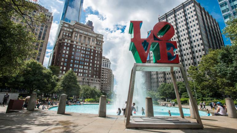 LOVE statue and park in Philadelphia, Pennsylvania LOVE statue and park in Philadelphia, Pennsylvania