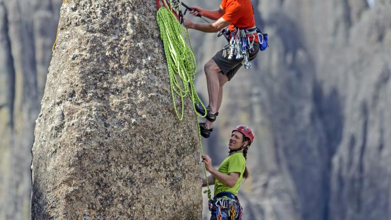 Scaling the granite crags in The Needles area of Custer State Park is a bucket list challenge for climbers. Scaling the granite crags in The Needles area of Custer State Park is a bucket list challenge for climbers.