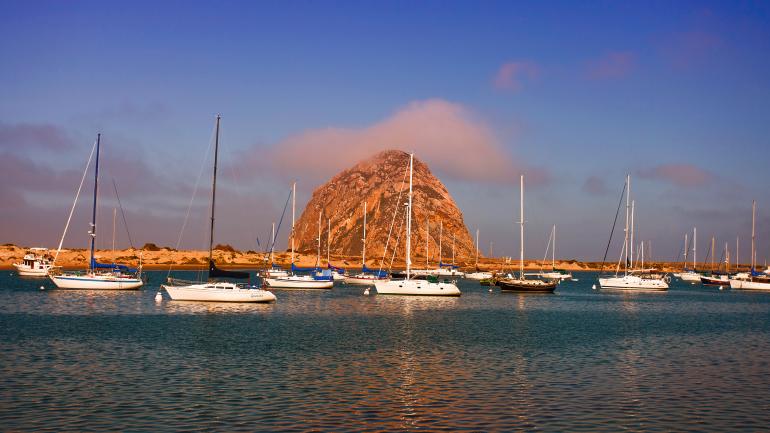 Morro Rock in the early morning light in Morro Bay, California Morro Rock in the early morning light in Morro Bay, California