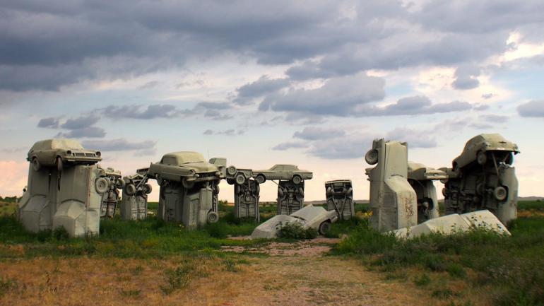 A strange sight in western Nebraska, Carhenge is a recreation of England’s famous Stonehenge made from old cars A strange sight in western Nebraska, Carhenge is a recreation of England’s famous Stonehenge made from old cars