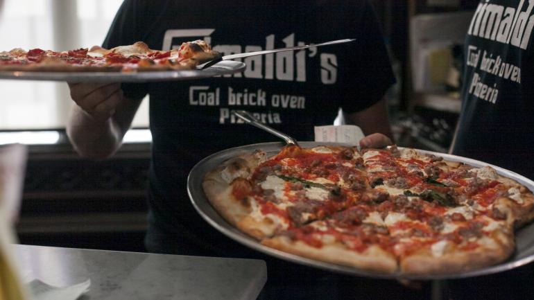Pizza at Grimaldi’s in New York City Pizza at Grimaldi’s in New York City