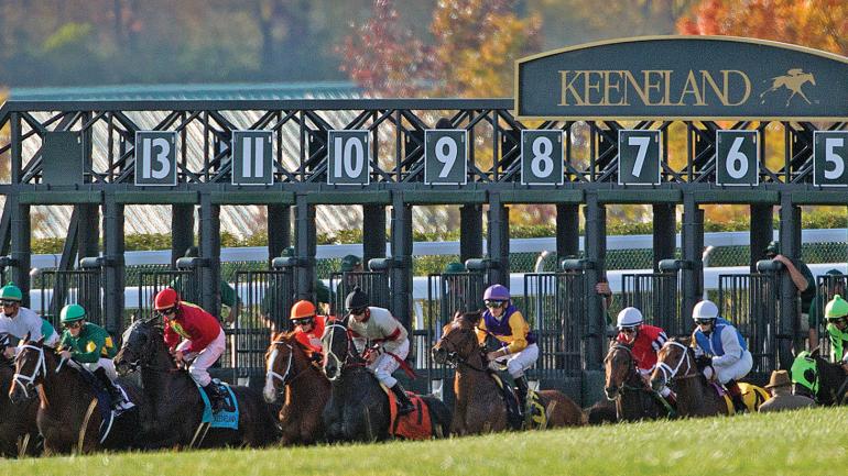 Action at the starting gate at Keeneland in Lexington, Kentucky Action at the starting gate at Keeneland in Lexington, Kentucky