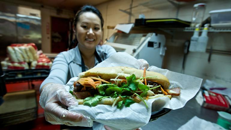 A Vietnamese po’boy sandwich at Le Bakery in Biloxi, Mississippi A Vietnamese po’boy sandwich at Le Bakery in Biloxi, Mississippi