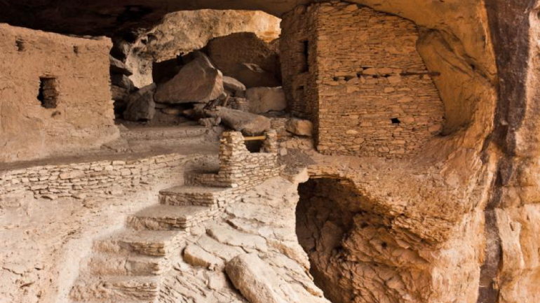 Remnants of homes at Gila Cliff Dwellings National Monument Remnants of homes at Gila Cliff Dwellings National Monument