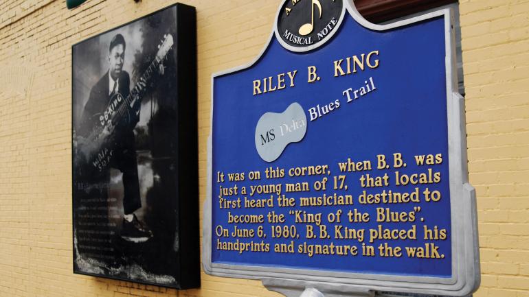 On the Mississippi Blues Trail, the B.B. King marker in Indianola, Mississippi On the Mississippi Blues Trail, the B.B. King marker in Indianola, Mississippi