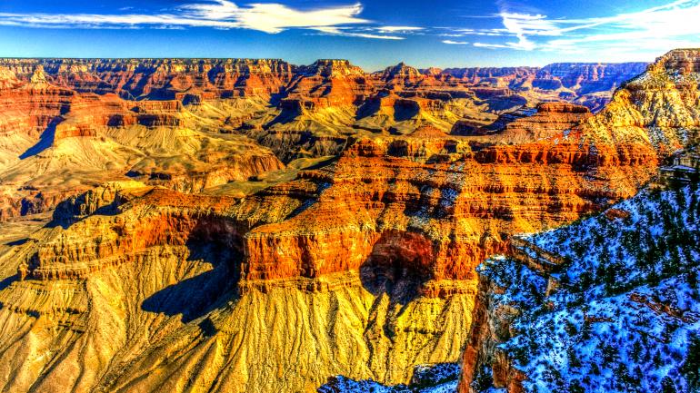 Striking blue skies meet the beauty and grandeur of the Grand Canyon. Striking blue skies meet the beauty and grandeur of the Grand Canyon.