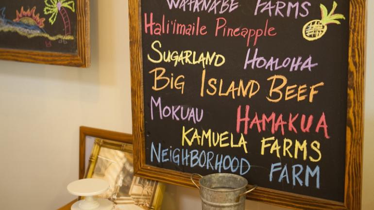 On Maui, restaurant chalkboards such as this one detail which farms and fishermen chefs are working with to procure fresh, local ingredients. On Maui, restaurant chalkboards such as this one detail which farms and fishermen chefs are working with to procure fresh, local ingredients.