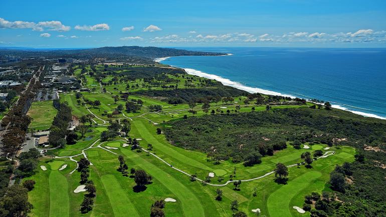 Torrey Pines Golf Course is situated on towering coastal cliffs that overlook the Pacific Ocean. Torrey Pines Golf Course is situated on towering coastal cliffs that overlook the Pacific Ocean.