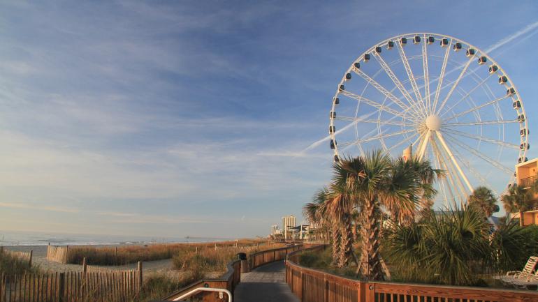 Iconic SkyWheel and the boardwalk in Myrtle Beach, South Carolina Iconic SkyWheel and the boardwalk in Myrtle Beach, South Carolina