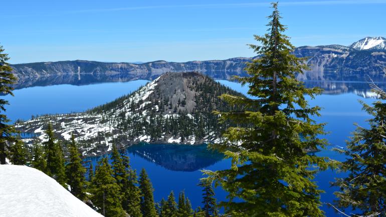 The Pacific Crest Trail traverses Oregon’s Crater Lake National Park, with a side trail leading to spectacular views like this. The Pacific Crest Trail traverses Oregon’s Crater Lake National Park, with a side trail leading to spectacular views like this.