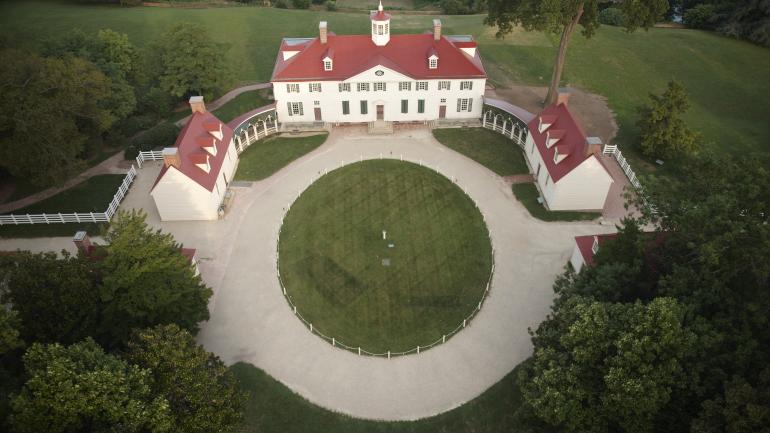 Aerial view of stately Mount Vernon Aerial view of stately Mount Vernon