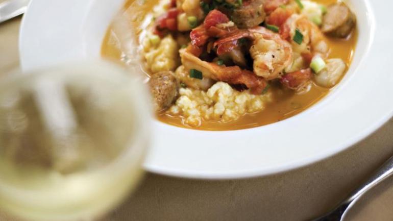 Camarones con polenta Camarones con polenta