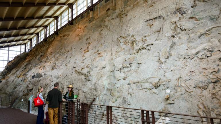 Visitors at the Dinosaur National Monument in Utah Visitors at the Dinosaur National Monument in Utah
