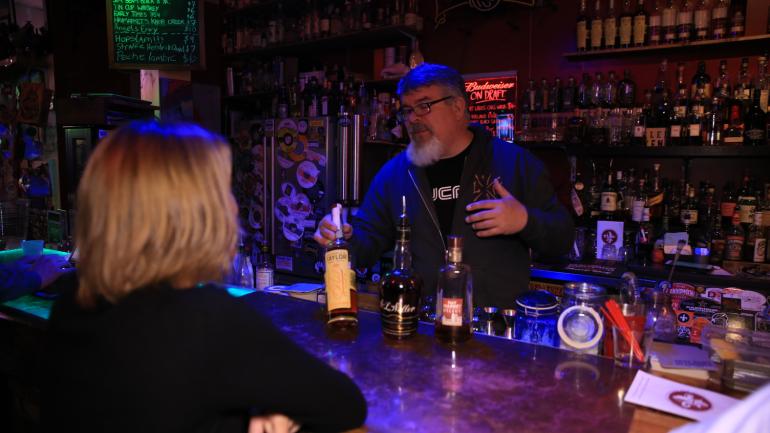 Sampling spirits at Haymarket Whiskey Bar in Louisville Sampling spirits at Haymarket Whiskey Bar in Louisville