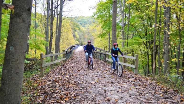 Cyclers enjoy a scenic ride along the Great Allegheny Passage Cyclers enjoy a scenic ride along the Great Allegheny Passage