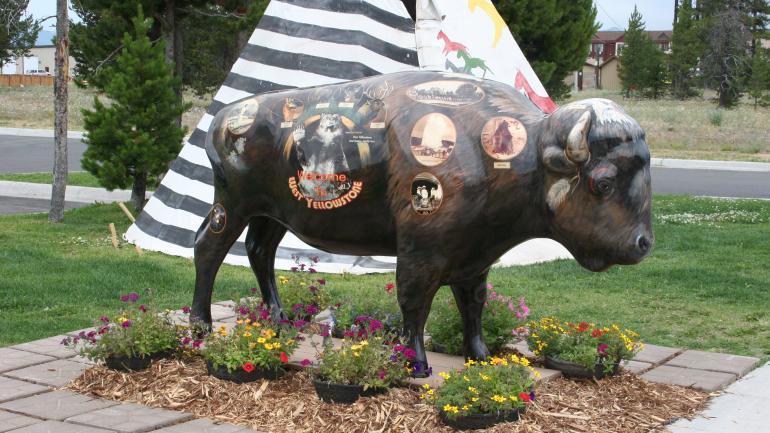 Painted Buffalo Public Art in West Yellowstone Painted Buffalo Public Art in West Yellowstone