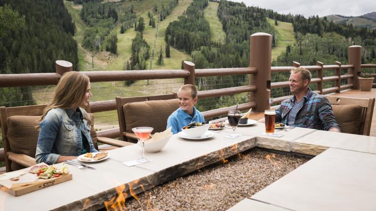 Family eats lunch near Park City, Utah Family eats lunch near Park City, Utah