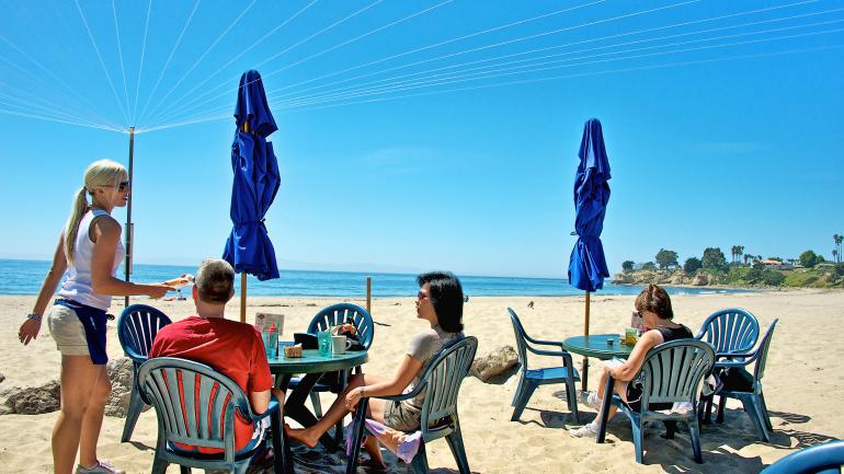 With views like these, dining outdoors is a must in Santa Barbara. With views like these, dining outdoors is a must in Santa Barbara.