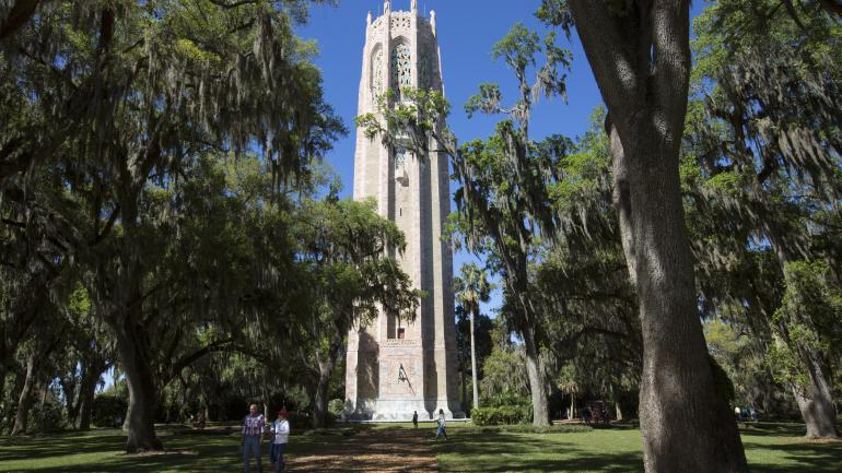 The Singing Tower at the center of the historic landscape gardens at Bok Tower Gardens The Singing Tower at the center of the historic landscape gardens at Bok Tower Gardens
