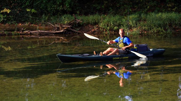 Kayaking on the Roubidoux River at Roy Laughlin Park in Pulaski County, Missouri Kayaking on the Roubidoux River at Roy Laughlin Park in Pulaski County, Missouri