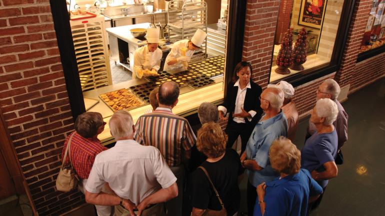 Learning about dessert artisty on a Culinary Institute of America tour Learning about dessert artisty on a Culinary Institute of America tour
