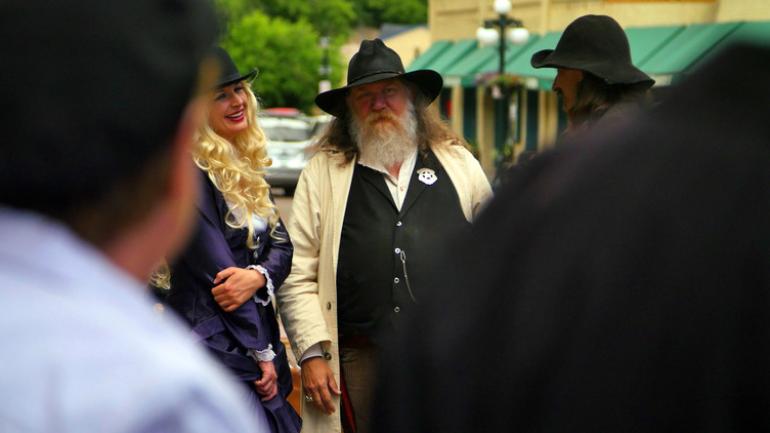 The sheriff of the shootout spectacle along Main Street in the authentic Western town of Deadwood, South Dakota. The sheriff of the shootout spectacle along Main Street in the authentic Western town of Deadwood, South Dakota.