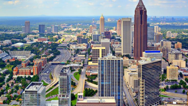 Aerial view of the Atlanta, Georgia skyline Aerial view of the Atlanta, Georgia skyline