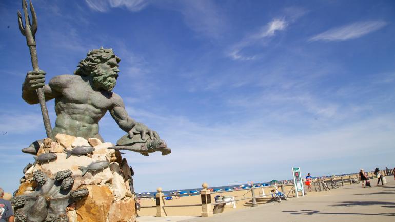 King Neptune statue on the boardwalk in Virginia Beach, Virginia King Neptune statue on the boardwalk in Virginia Beach, Virginia