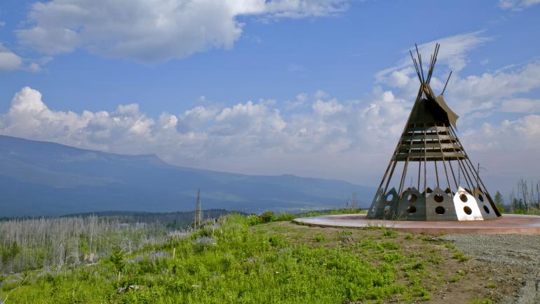 Sculpture in the Blackfeet Nation area at Glacier National Park Sculpture in the Blackfeet Nation area at Glacier National Park