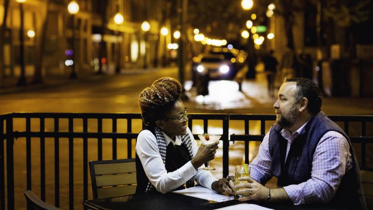 Couple dining in downtown Charleston, West Virginia Couple dining in downtown Charleston, West Virginia
