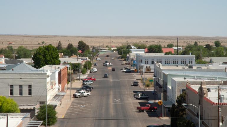 An aerial view of downtown Marfa An aerial view of downtown Marfa