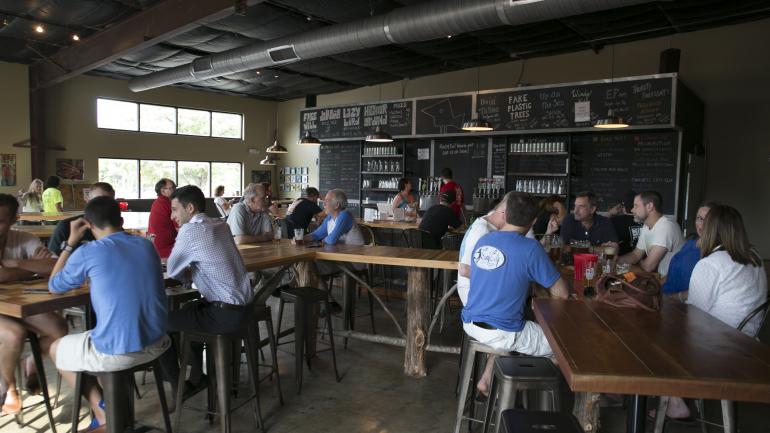 Enjoying craft beers at Birdsong Brewing Company Enjoying craft beers at Birdsong Brewing Company