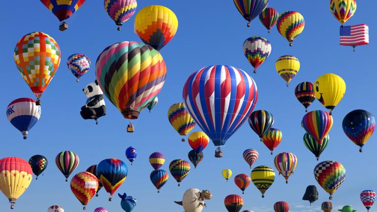Fantasy world unfolding with hot-air balloons Fantasy world unfolding with hot-air balloons