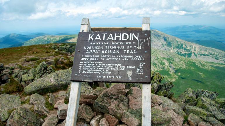 Mount Katahdin in northern Maine marks the northernmost end of the Appalachian Trail Mount Katahdin in northern Maine marks the northernmost end of the Appalachian Trail